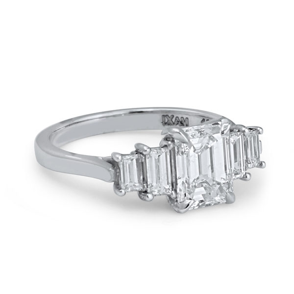 5 stone emerald cut diamond band